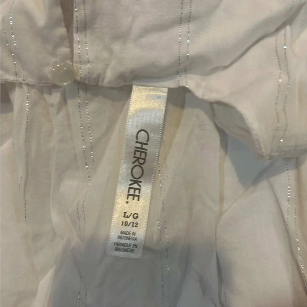Cherokee White Floral Kids Dress size Large (10/12) with pockets
